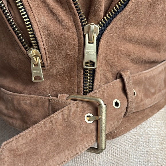 All Saints Suede Balfern Biker Moto Jacket Size 00 - Picture 13 of 13
